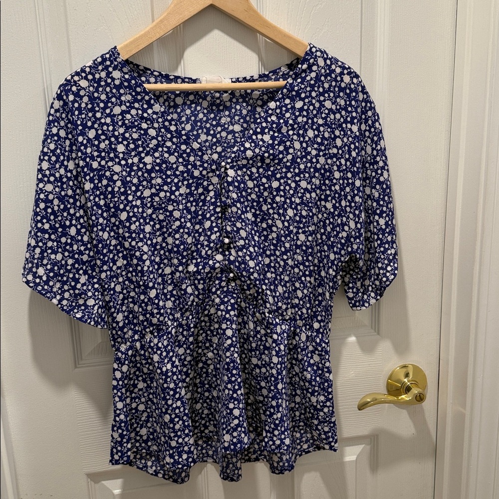 Sienna Sky Navy and White Floral Blouse